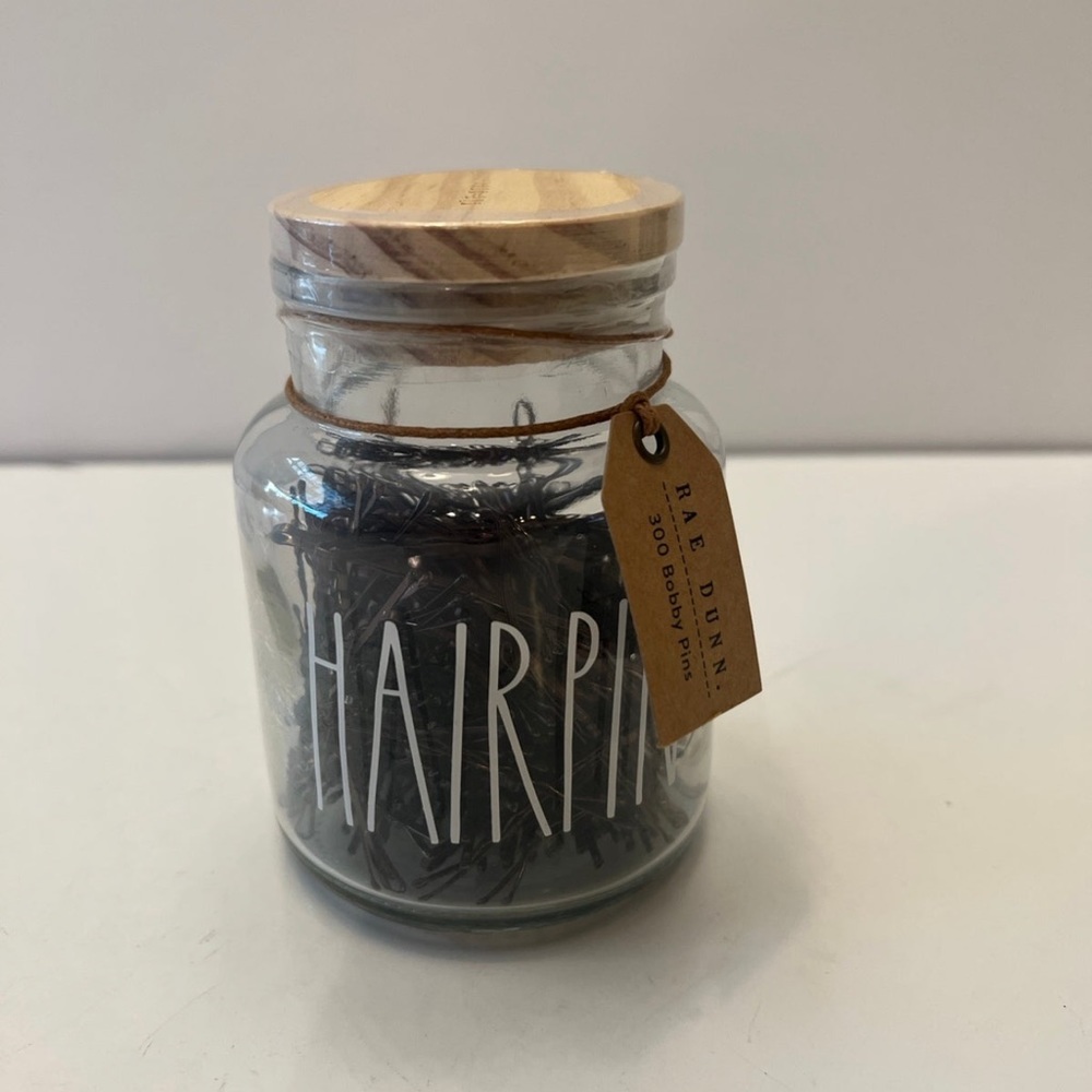 Rae Dunn HAIRPINS Glass Jar 300 Bobby Pins